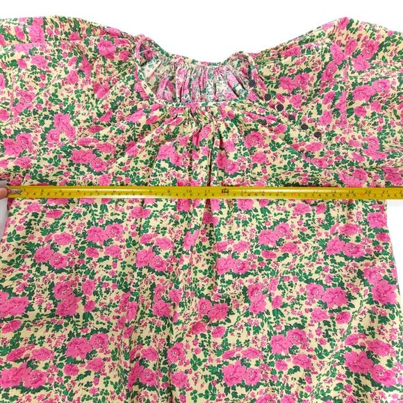 ZARA Cottagecore Voluminous Floral Print Cotton Poplin Babydoll Mini Dress Small - Picture 3 of 7